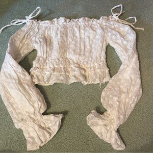 Selfie Leslie Cream Ruffled Blouse